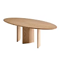 Nordic Style Solid Wood Dining Table Silly Style Original Wood Conference Table Italian Style Minimalist Desk Simple Oval Long Table 3d model