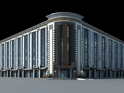 Modern Multi Story Commercial Complex With Glass Facade And Contemporary Design 3d model