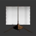 Ancient Wooden Watercraft with White Sail and Traditional Hull Design on Reflective Surface
