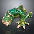 Fantasy Dragon Creature With Green Scales Sharp Teeth And Clawed Feet 3d model