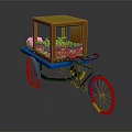 Colorful Tricycle Fruit Cart With Yellow Open Box Filled With Orange Fruits