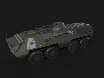 Green Wheeled Military Tank Featuring NB Marking And 889 Number Design 3d model