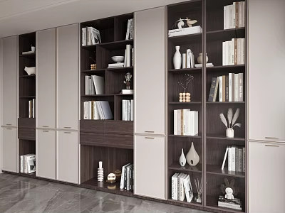 Modern Middle Ancient Bookcase Study Bookcase Full Wall Bookcase 3d model