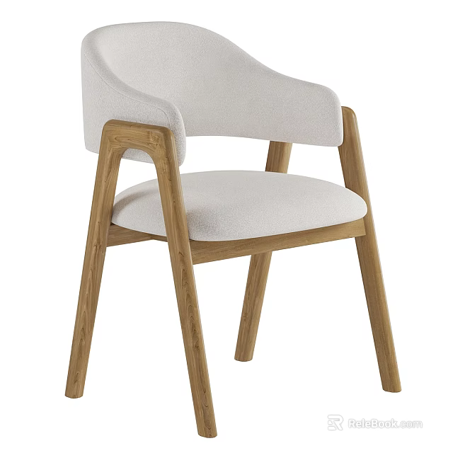 Modern Dining Chair With Wooden Frame And Upholstered Seat In Modern Sleek Design 3d model 