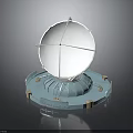 Detailed Spherical Structure With Blue Base And Metal Supporting Frames