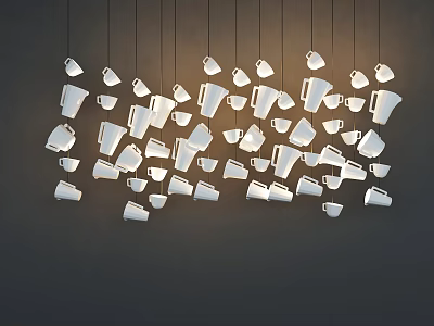 Irregular Shaped Pendant Lights Hanging With Multiple Illuminated Units In Modern Design 3d model