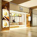 Elegant Modern Pastry Shop With Dessert Display Cases Ovens And Window