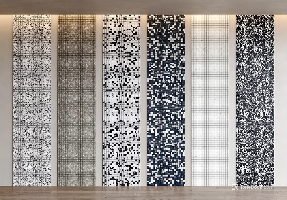 Modern Interior Background Wall With Various Color Patterns And Textured Designs 3d model