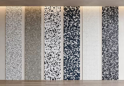 Modern mosaic background wall mosaic wall mosaic tile black and white mosaic tile black mosaic tile black mosaic tile white mosaic tile 3d model