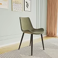 Elegant Dining Table Set Featuring Marble Top Six Brown Chairs Black Legs and Golden Accents