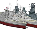 Detailed Vintage Warship Models With Masts Turrets Red Hulls And Gray Bodies