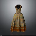 Vintage Yellow Orange Floral Pattern Dress With Full Skirt Lace Up Back Waist Detail
