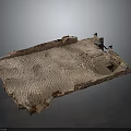 Detailed Terrain Model Featuring Textured Surface Damaged Edges And Brick Like Structures 3d model