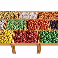 Assorted Fresh Vegetables in Various Colors Neatly Arranged on Wooden Shelves