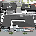Traditional Modern Commercial Street Design With Black Roofs And Pedestrian Walkways