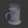 Glass Mug With Silver Metal Holder And Engraved Pattern For Daily Household Use