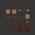 Wooden Building Model Components With Various Architectural Structures And Shapes