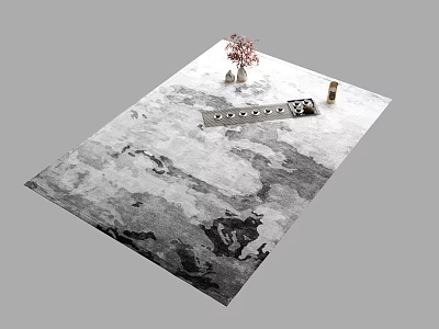 Elegant Patterned Rug With Pink Flower Vase Tray And Small Decor Items 3d model