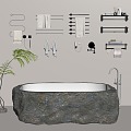 Ruishi bathtub potted faucet towel rack toiletries 3d model