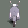 Light Gray Classic Scooter With White Seat Round Headlight And Rearview Mirrors
