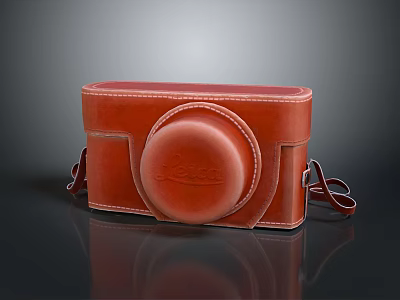 Red Leather Laptop Bag with Circular Design and Comfortable Shoulder Strap 3d model
