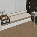 Modern Window Seat Interior With White Cushion Small Table And Floor Lamp 3d model