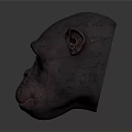 Realistic Chimpanzee Head 3D Model With Yellow Eyes And Dark Gray Surface