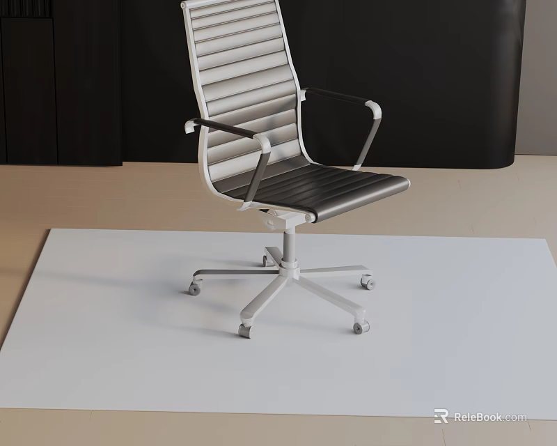 Modern Office Chair Featuring Striped Backrest Black Seat And Silver Wheeled Base 3d model 