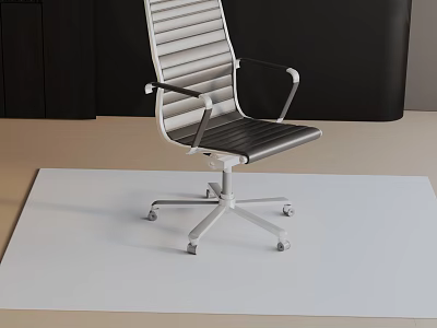 Modern Office Chair Featuring Striped Backrest Black Seat And Silver Wheeled Base 3d model
