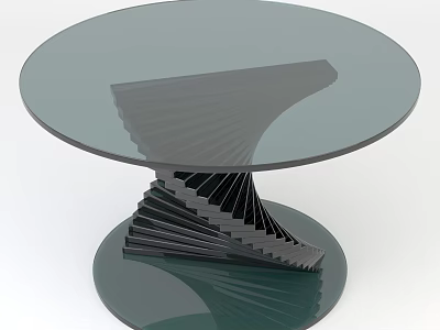 Spiral Sculpture Carving Table with Glass Top and Modern Metal Structure Design 3d model