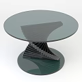 Spiral Sculpture Carving Table with Glass Top and Modern Metal Structure Design