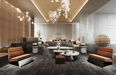 Modern Hall Hotel Club Lobby 3d model