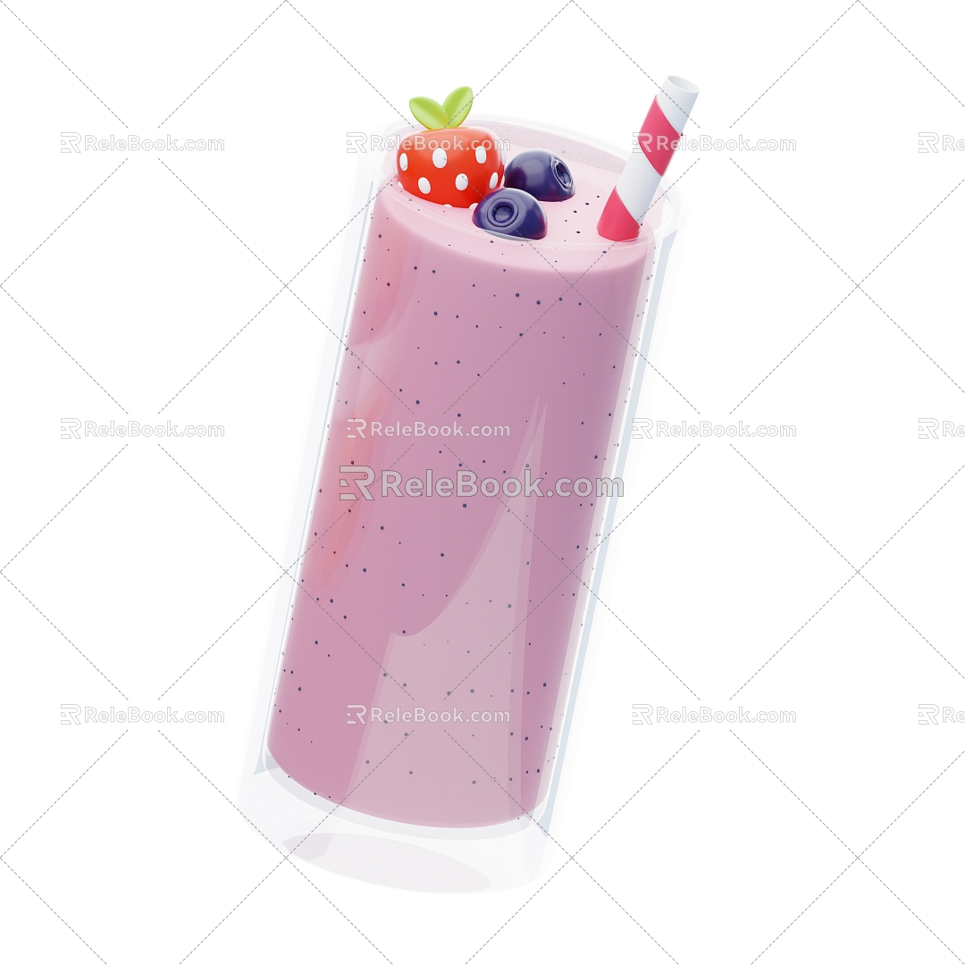 Modern Milk Tea Fruit Milk Tea Drink Cartoon Drink 3d model