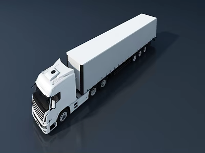 White Commercial Cargo Truck With Long Trailer For Efficient Transportation 3d model