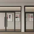 Modern Office Entrance Glass Doors With Team Duty Innovation Posters