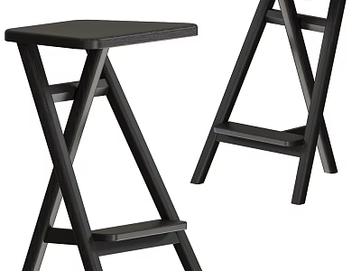 Black Wooden Side Table With Cross Legs Minimalist Modern Design for Living Room Home Decor 3d model