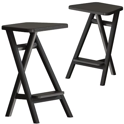 Black Wooden Side Table With Cross Legs Minimalist Modern Design for Living Room Home Decor 3d model