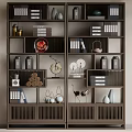 Dark Wood Multi Tiered Display Shelf Featuring Open Compartments Books Vases And Decorative Items