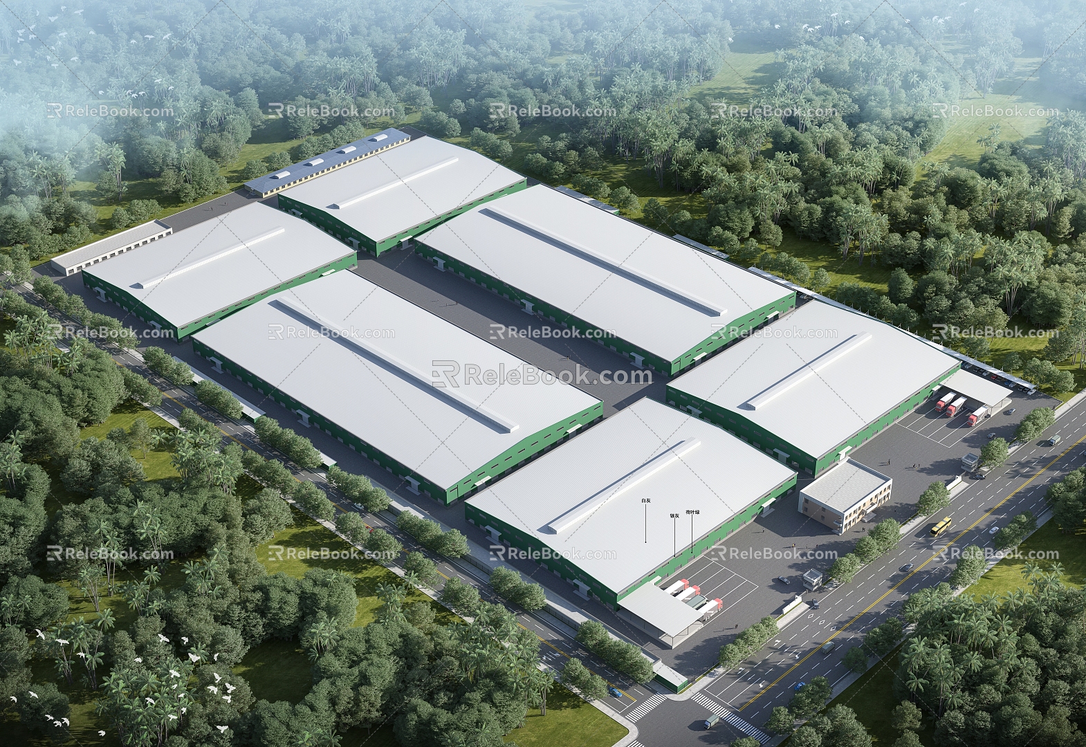 Aerial view of the plant 3d model