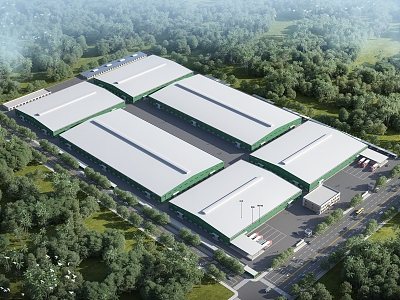 Aerial view of the plant 3d model