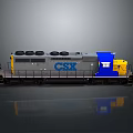 CSX Gray Blue Yellow Locomotive Train Model with Reflective Surface