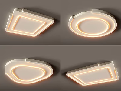Modern Minimalist Ceiling Lights With Different Geometric Shapes And Glowing Edges Design 3d model