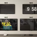 100 and 120 Inch TV Screens Showing Clear Display and Time