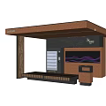 Modern Station Platform Design with Canopy Vending Machine Trash Can and Purple Wave Panel 3d model
