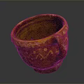 Hand Carved Ceramic Pottery With Orange Yellow Glaze And Intricate Pattern Design