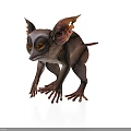 3D Rendered Unique Animal Crouching With Large Ears Orange Eyes And Slender Claws
