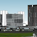 Modern Commercial Street With High Rise Buildings Retail Shops And Pedestrian Area