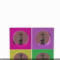 Cartoon Figurine With Ice Cream Cone In Four Colorful Square Frames