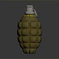 Yellow Green Diamond Patterned Grenade With Metal Fuse And Pull Ring