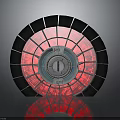 Tech Circular Component With Black Frame Pink Red Interior And White Center
